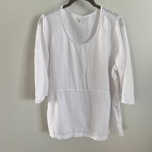 PureJill White Linen Blend Top Size XL Petite